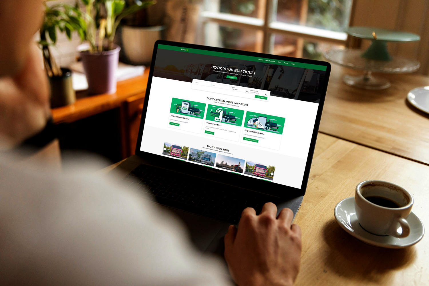Person searching for tickets on laptop